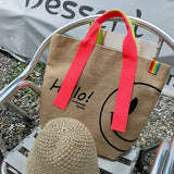 Cotton & Linen Printed Tote Bag, Large Capacity, Casual Shopping Purse