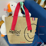 Cotton & Linen Printed Tote Bag, Large Capacity, Casual Shopping Purse