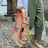 Woman Cotton Linen Printed Tote Bag Purses Sac