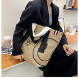 Cotton Linen Printed Tote Bag Large Capacity Handbag for Women