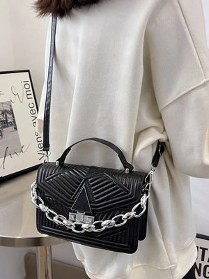 Women's Pu Leather Shoulder Bag Top Handle Chain Crossbody