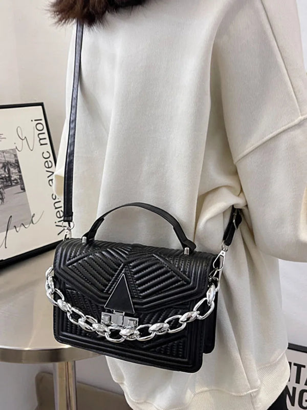 Women's Pu Leather Shoulder Bag Top Handle Chain Crossbody