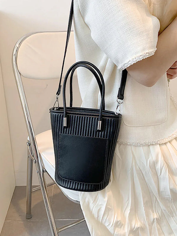 Pu Leather Crossbody Shoulder Bag Small Bucket Women's Handbag