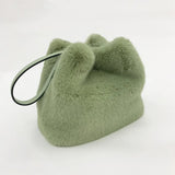 Women's Faux Mink Fur Plush Shoulder Bucket Bag