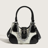 High Women's Leather Tote Shoulder Bag, Contrast Female Crossbody