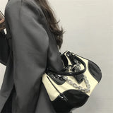 High Women's Leather Tote Shoulder Bag, Contrast Female Crossbody