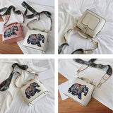 Vintage Embroidery Elephant Bag Pu Leather Handbag