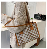 Striped Shopper Tote Shoulder Crossbody Bags for Office Women