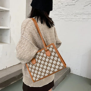 Striped Shopper Tote Shoulder Crossbody Bags for Office Women