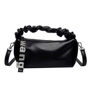Ladies Diamonds Handbags High Leather Solid Shoulder Crossbody Bags
