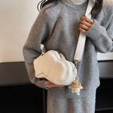 Winter Plush Shoulder Bag with Pendant for Women
