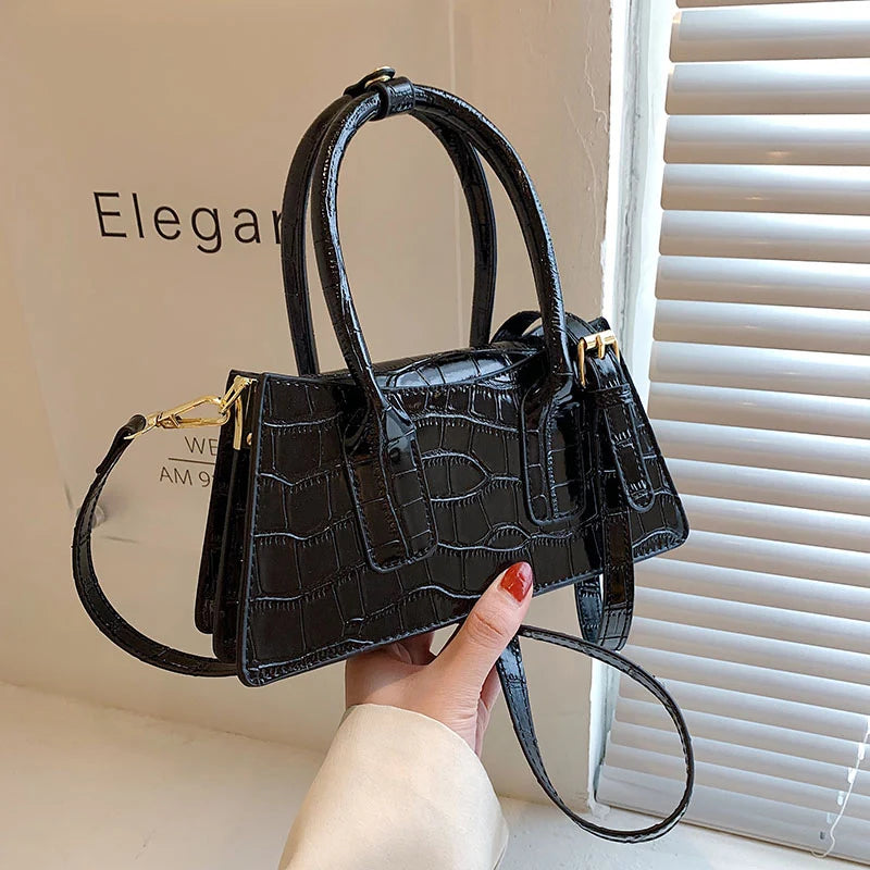 Stone Pattern Handbag PU Leather Crossbody Bag Female Shopping Shoulder Bag