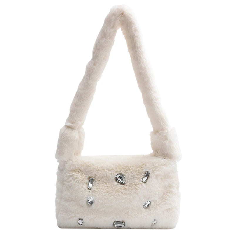 Fluffy Faux Fur Armpit Bag for Women Shopping Handbags