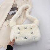 Fluffy Faux Fur Armpit Bag for Women Shopping Handbags