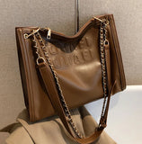 Women's Chain Crossbody Bag Flap Tote Winter PU Leather Handbag