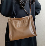 Women's Chain Crossbody Bag Flap Tote Winter PU Leather Handbag