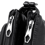 Pleated Leather Shoulder Bag Large Capacity Multilayer Crossbody