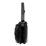 Pleated Leather Shoulder Bag Large Capacity Multilayer Crossbody