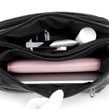 Pleated Leather Shoulder Bag Large Capacity Multilayer Crossbody