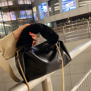 Plush Handbags Autumn Winter Large Capacity Chains Crossbody Bags