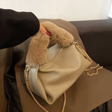 Plush Handbags Autumn Winter Large Capacity Chains Crossbody Bags
