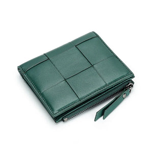 100% Leather Wallets Purses Small Money Bag Knitting Women's Purses