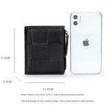 100% Leather Wallets Purses Small Money Bag Knitting Women's Purses
