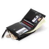 100% Leather Wallets Purses Small Money Bag Knitting Women's Purses