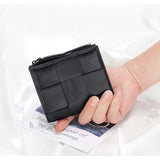 100% Leather Wallets Purses Small Money Bag Knitting Women's Purses