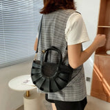 Semi-circular Straw Shoulder Bag for Women Large Capacity Bolsa
