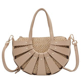 Semi-circular Straw Shoulder Bag for Women Large Capacity Bolsa