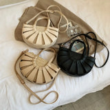 Semi-circular Straw Shoulder Bag for Women Large Capacity Bolsa