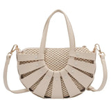 Semi-circular Straw Shoulder Bag for Women Large Capacity Bolsa