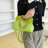 Green PU Leather Shoulder Bag for Women