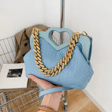 Green PU Leather Shoulder Bag for Women
