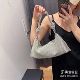 Rhinestone Evening Clutch Bag Silver Crystal Party Handbag