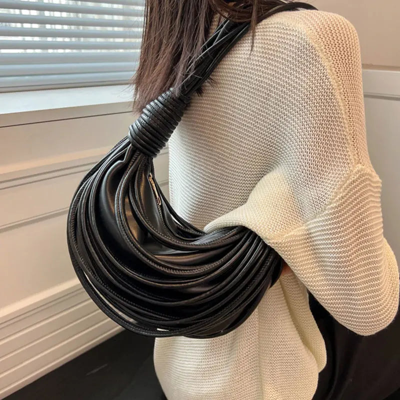Braided Underarm Bag Women's Handbag Casual Solid Shoulder Bags