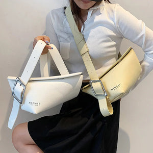 Solid Leather Crossbody Bag for Women