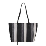 Stripes Handbags Casual Female Bucket Shopper Tote Bag Large Capacity