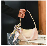 Women's Small Shoulder Bag with Acrylic Chains