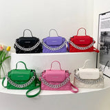 Small PU Leather Handbags Ladies Crossbody Bags Shoulder Bag with Thick Chain