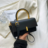 Square Flap Shoulder Bag PU Leather Crossbody Tote Purse for Women
