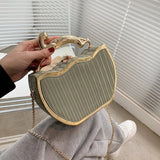 Stripe Printed Women's Handbag Chain Shoulder Crossbody Box Shape Messenger Bag