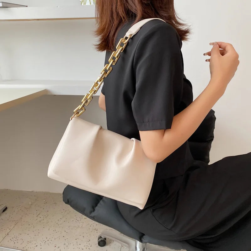 Chain Shoulder Bags Small Acrylic Handbags Purses Fold Flap Bags