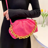 Cloud Bag Towel Fabric Acrylic Chains Pouch Women Handbag