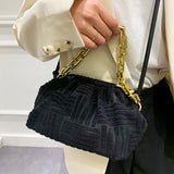 Cloud Bag Towel Fabric Acrylic Chains Pouch Women Handbag
