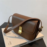 Vintage Small Crossbody Handbag Push Lock Compartment Shoulder Bag