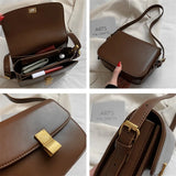 Vintage Small Crossbody Handbag Push Lock Compartment Shoulder Bag