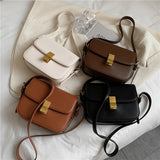 Vintage Small Crossbody Handbag Push Lock Compartment Shoulder Bag