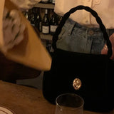 Matte Velvet Retro Small Shoulder Bag Vintage Solid Female Tote Underarm Bag